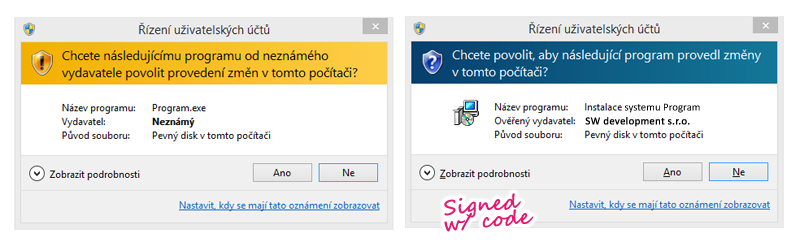 Software assinado e não assinado