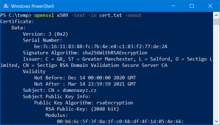 OpenSSL - exibindo informações do certificado