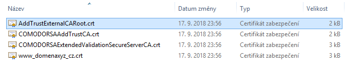 Arquivos CRT do certificado SSL emitido